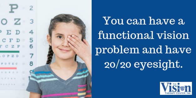 You can have both 20/20 eyesight and a functional vision problem.