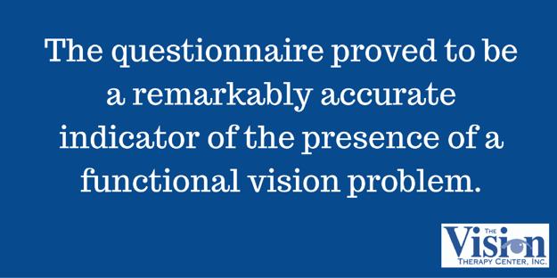 Indicator of a functional vision problem