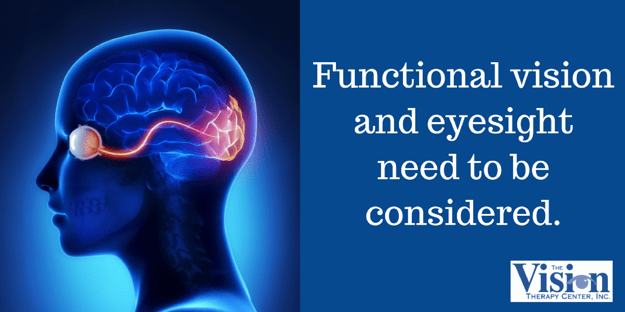 Functional vision and eyesight need to be considered.