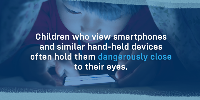 Children often hold devices too close to their eyes.
